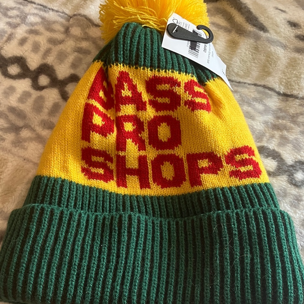 Bass Pro Shops Green and Yellow Pom-Pom Hat